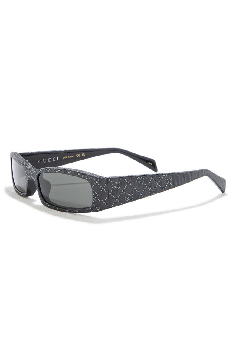 Gucci 57mm Rectangular Sunglasses, Alternate, color, Black Black Grey