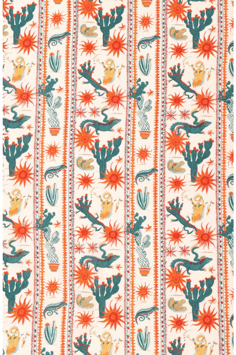 Floral Border Square Bandana, Alternate, color, CREAM/ GREEN MULTI