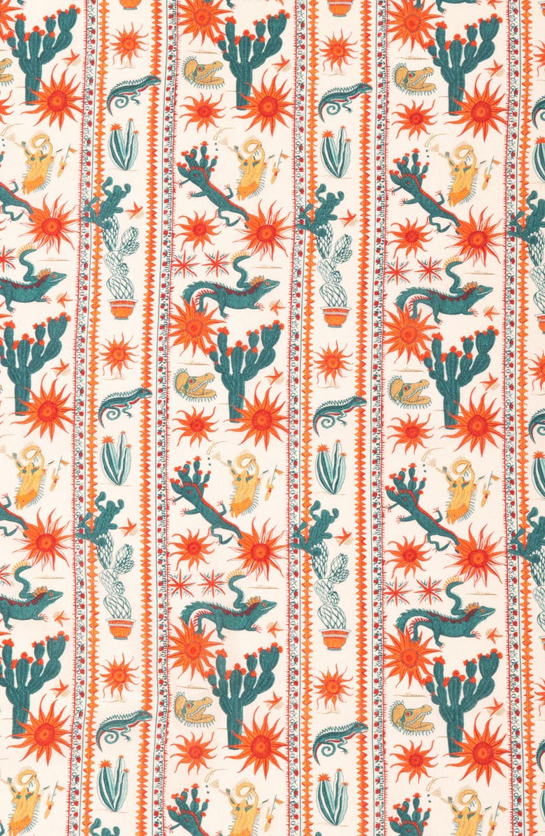 SAACHI Floral Border Square Bandana, Alternate, color, Cream/ Green Multi