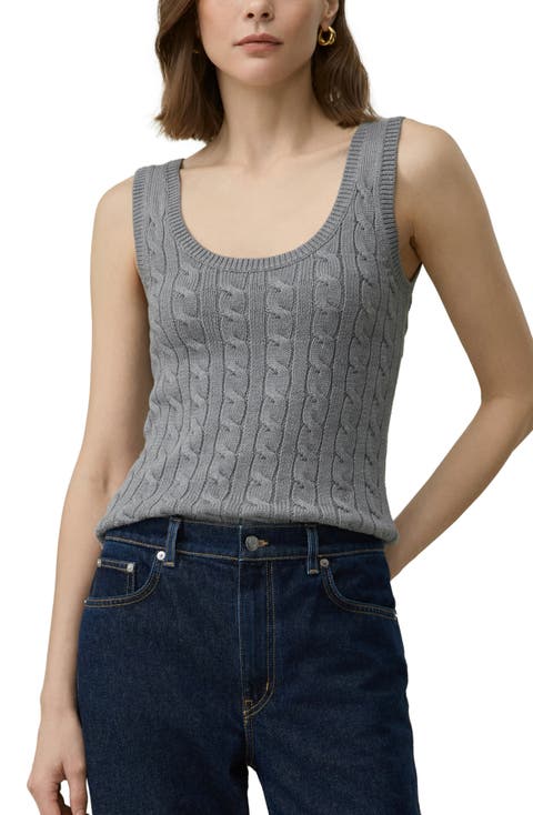 LILYSILK Silk-Cotton Cable-Knit Tank