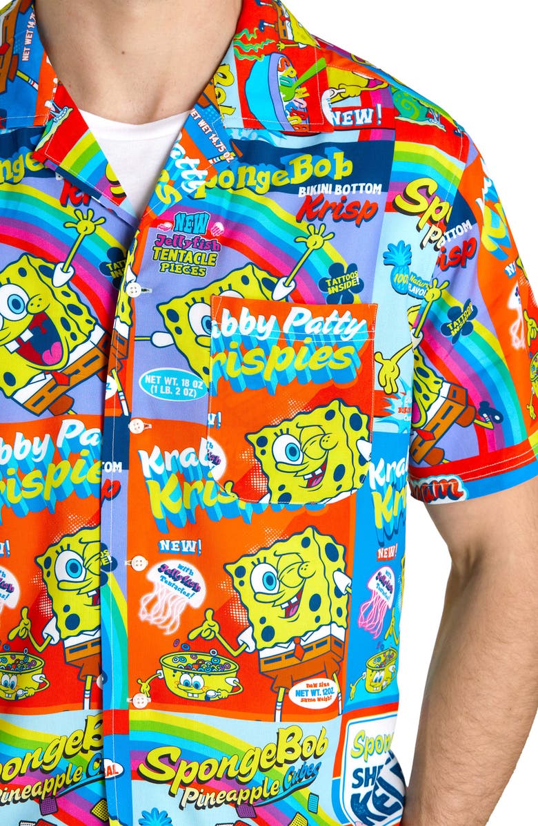OppoSuits SpongeBob Breakfast Camp Shirt, Alternate, color, Blue