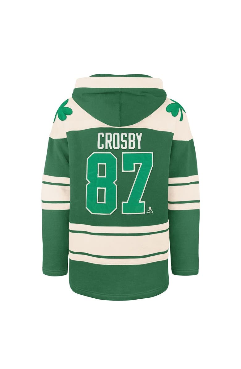 '47 Men's '47 Sidney Crosby Kelly Green Pittsburgh Penguins St. Patrick's Day Player Name & Number Lacer Pullover Hoodie, Alternate, color, Kelly Green