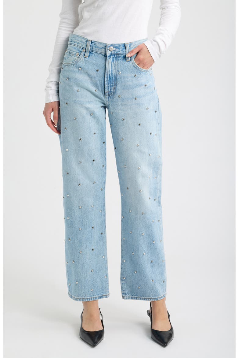 Lexi Distressed Studded Crop Barrel Jeans, Main, color, ARIES