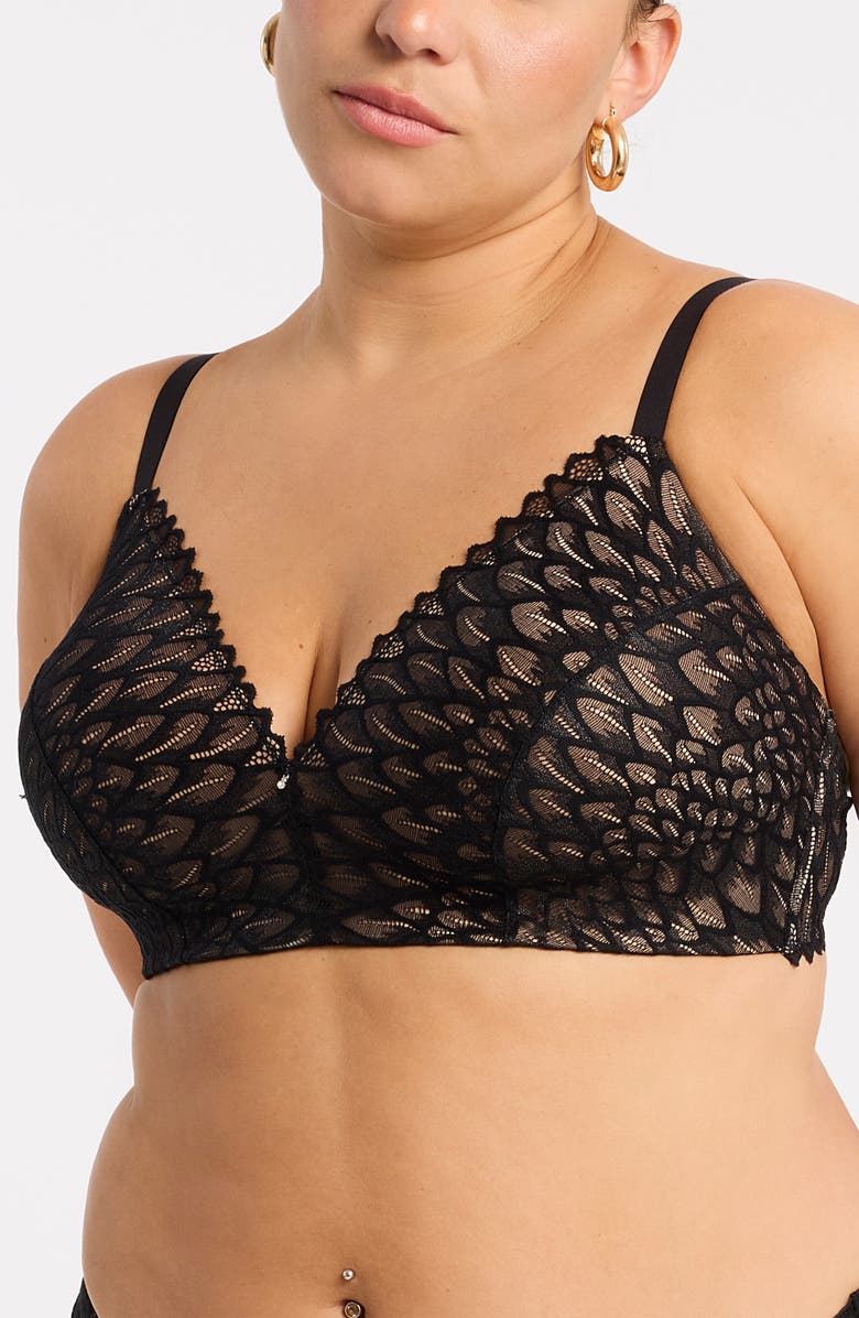 Montelle Intimates Lacey Wire Free Bra, Alternate, color, Black