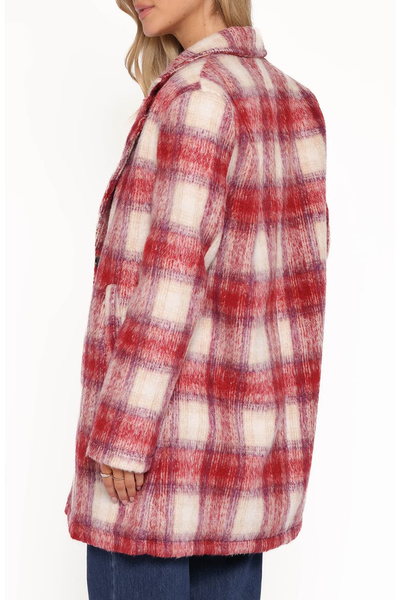 Travistine Longline Plaid Coat, Alternate, color, PINK