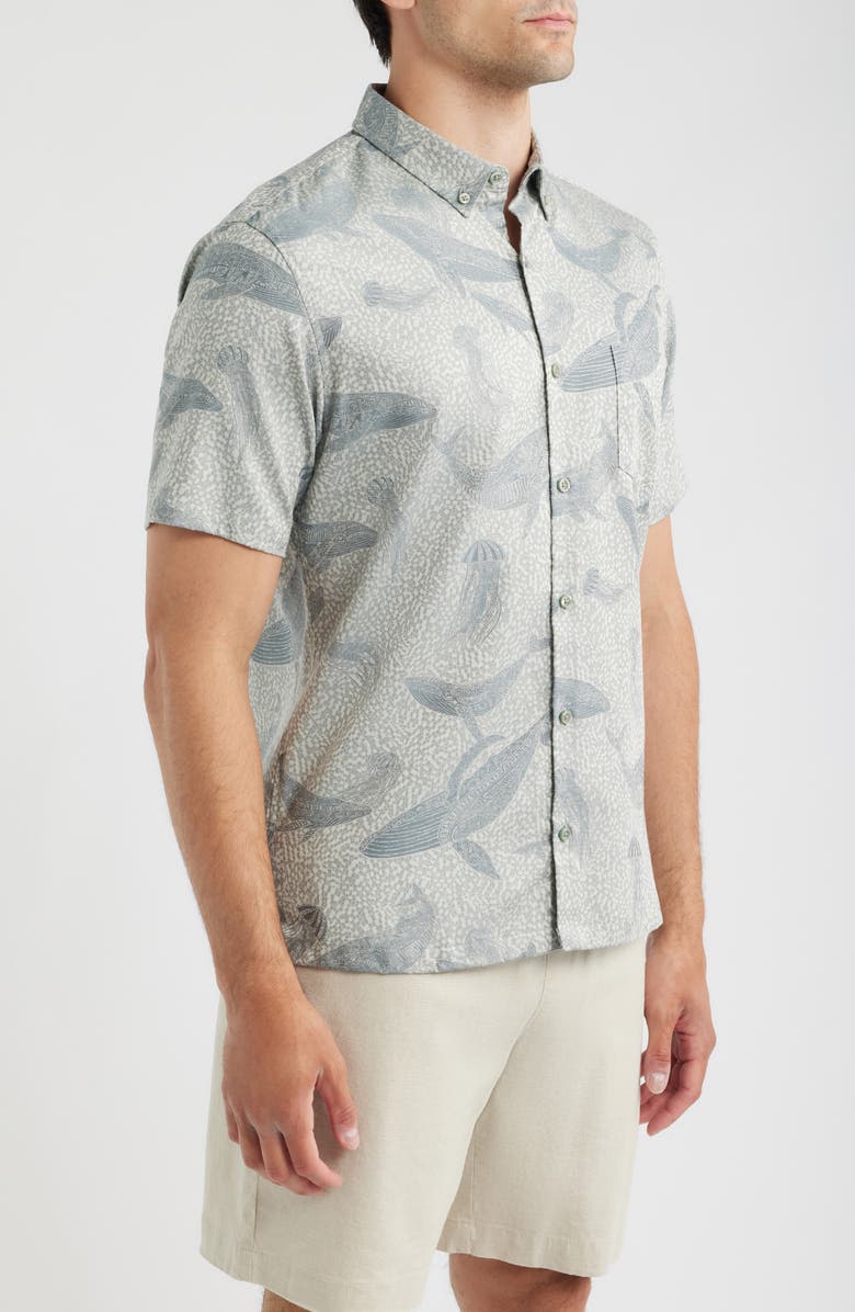 Tori Richard Marine Mosaic Jacquard Cotton Shirt, Alternate, color, Grey