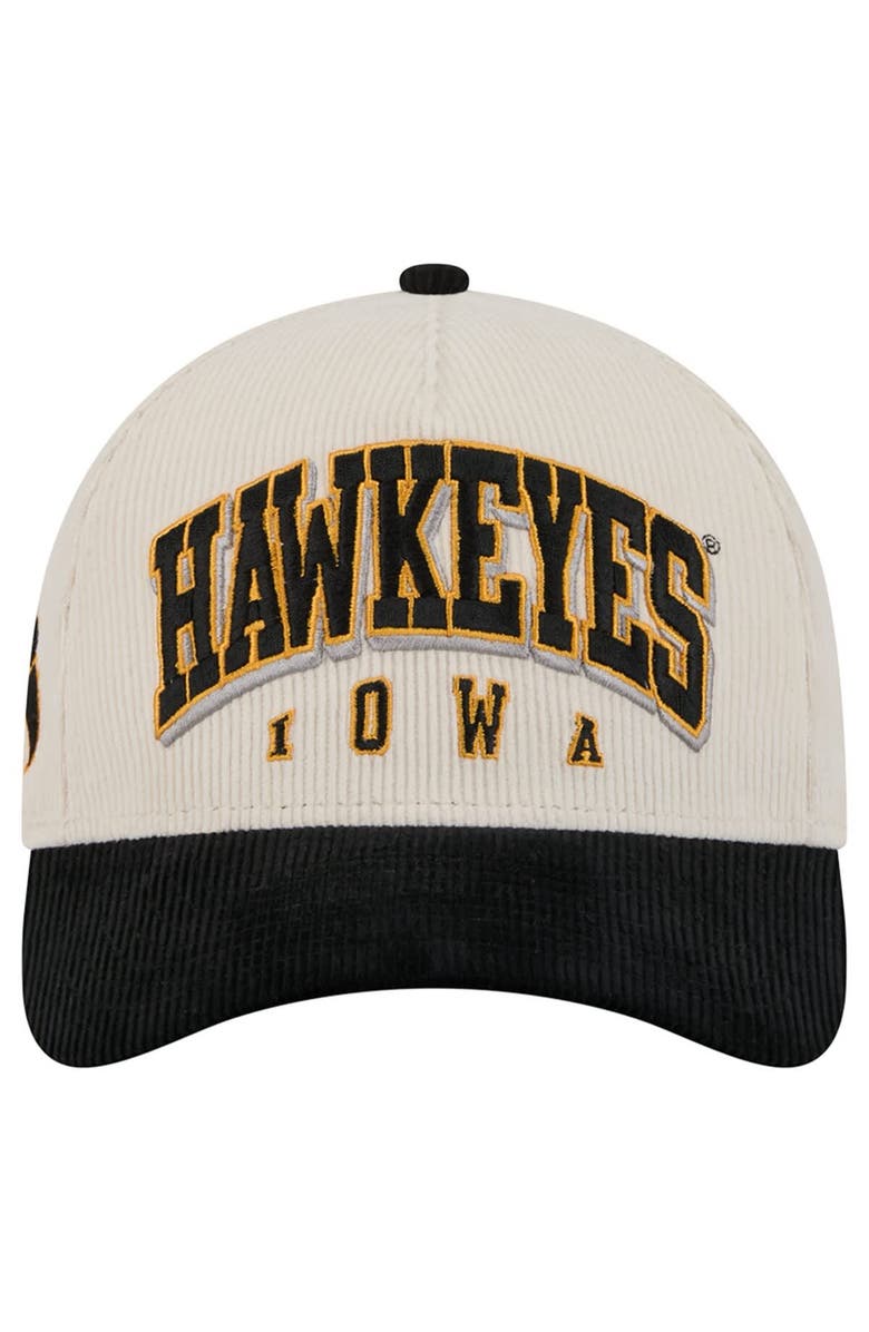 New Era Men
s New Era Black/Cream Iowa Hawkeyes Arch Two-Tone Corduroy 9FORTY A-Frame Adjustable Hat, Alternate, color, Black