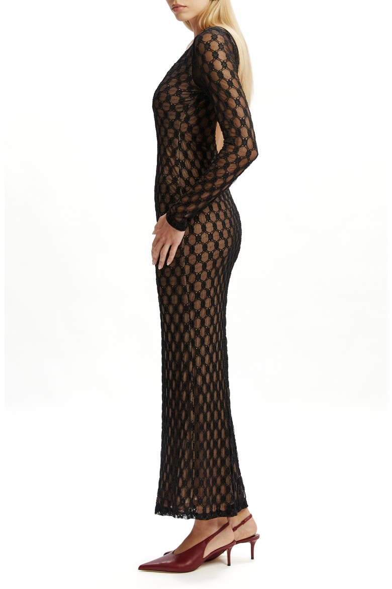 Yazmin Lace Long Sleeve Body-Con Dress, Alternate, color, BLACK