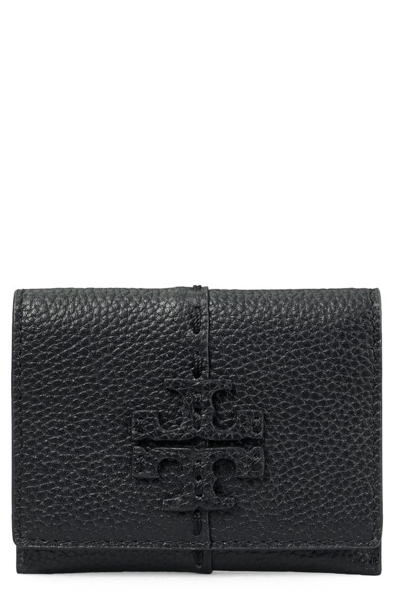 Tory Burch McGraw Leather Flap Card Case, Main, color, 