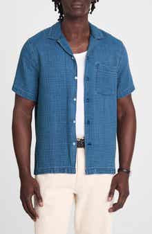 Madewell Indigo Dyed Short Sleeve Cotton Button-Up Shirt