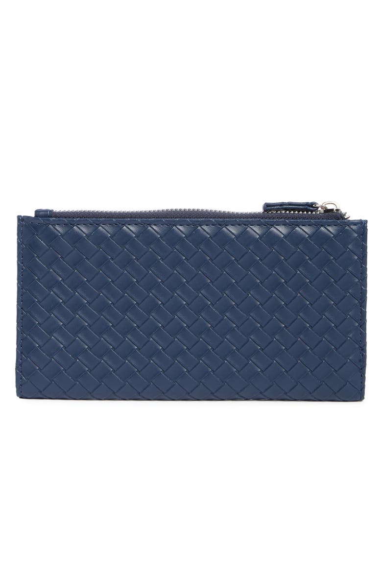 Lottie Woven Faux Leather Clutch, Alternate, color, NAVY WOVEN
