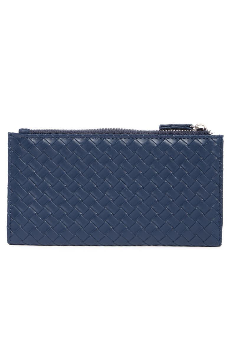 MUNDI SMALL LEATHER GOODS Lottie Woven Faux Leather Clutch, Alternate, color, Navy Woven