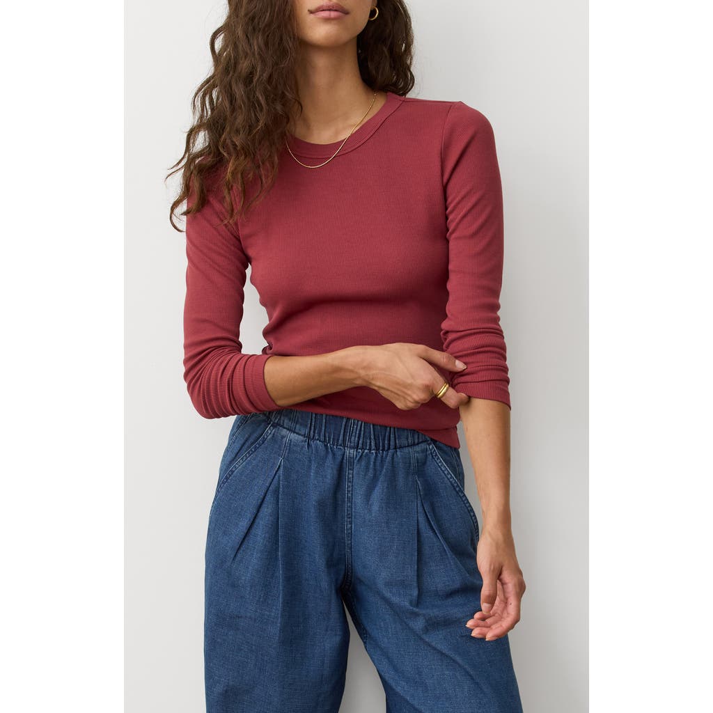 Marine Layer Lexi Sun-in Rib Long Sleeve T-shirt In Red