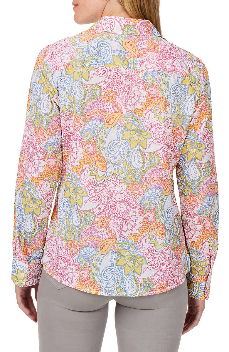 Foxcroft Ava Batik Floral Cotton Button-Up Shirt, Alternate, color, 