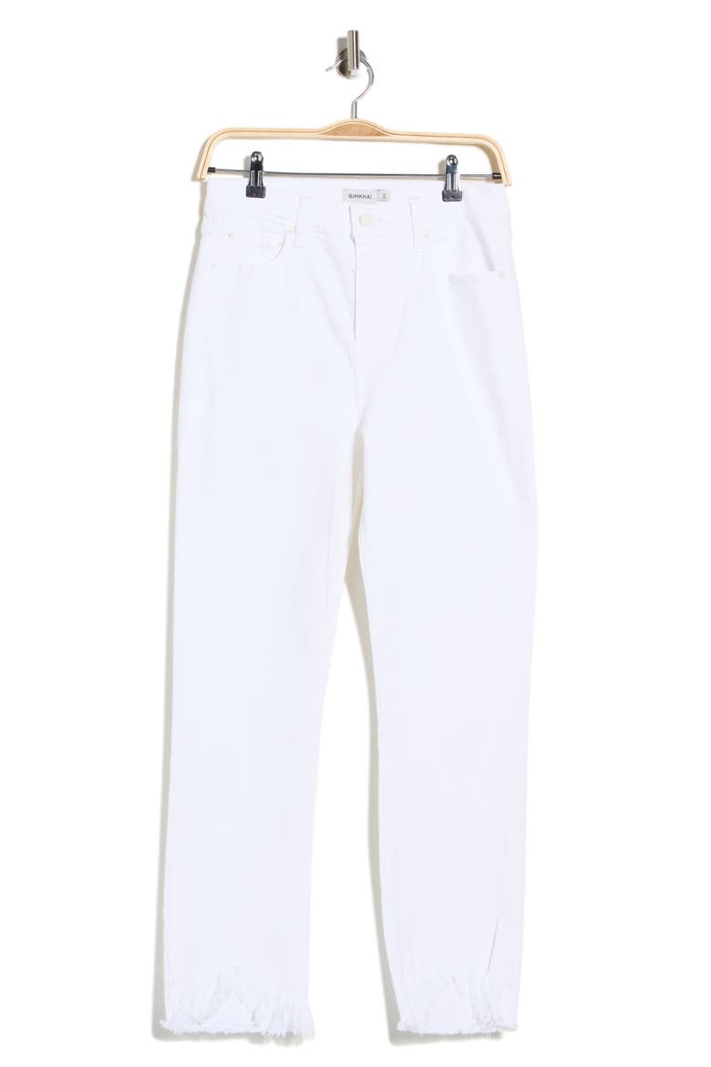 River High Waist Straight Leg Jeans, Alternate, color, DISTRESSED WHITE