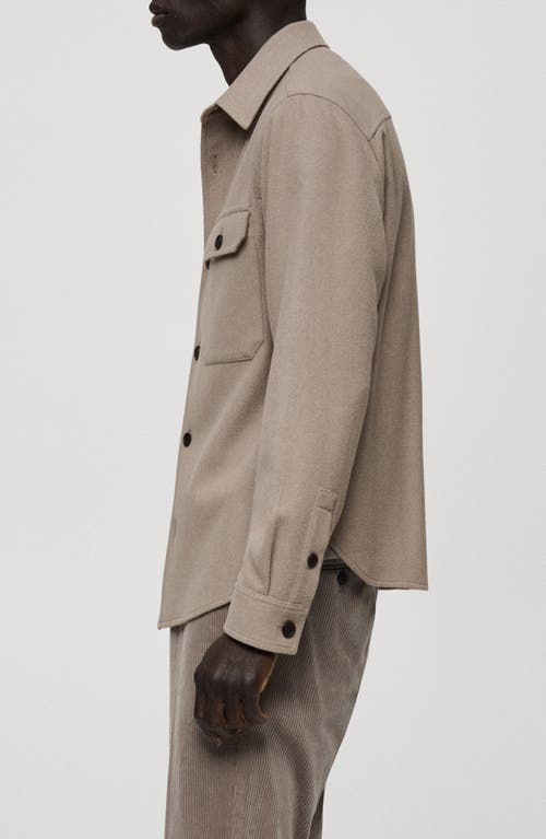 Mango Wool Blend Flannel Overshirt In Grey