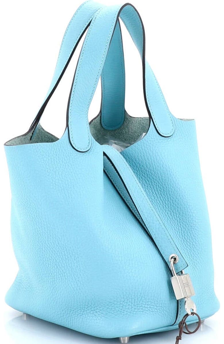 Pre-Owned Hermes Picotin Lock Bag Clemence PM, Alternate, color, Bleu Atoll