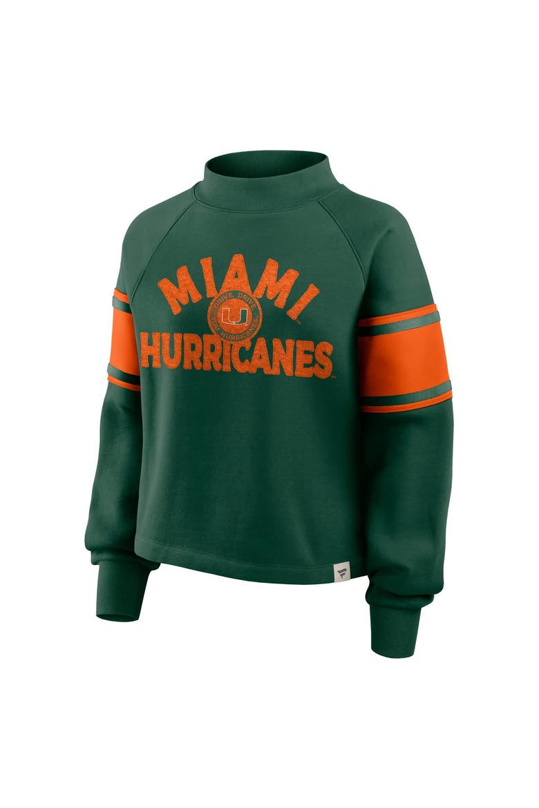 Women's Fanatics Green Miami Hurricanes Oversized Hometown Premium Punt Coverage Raglan Pullover Sweatshirt, Alternate, color, Green