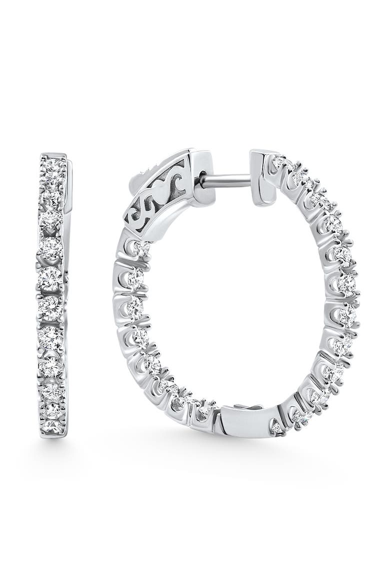 1.75 ct Lab Grown Diamond Hoops Inside Outside 1 1/3" 14K Gold Vault Lock, Main, color, 14k White Gold