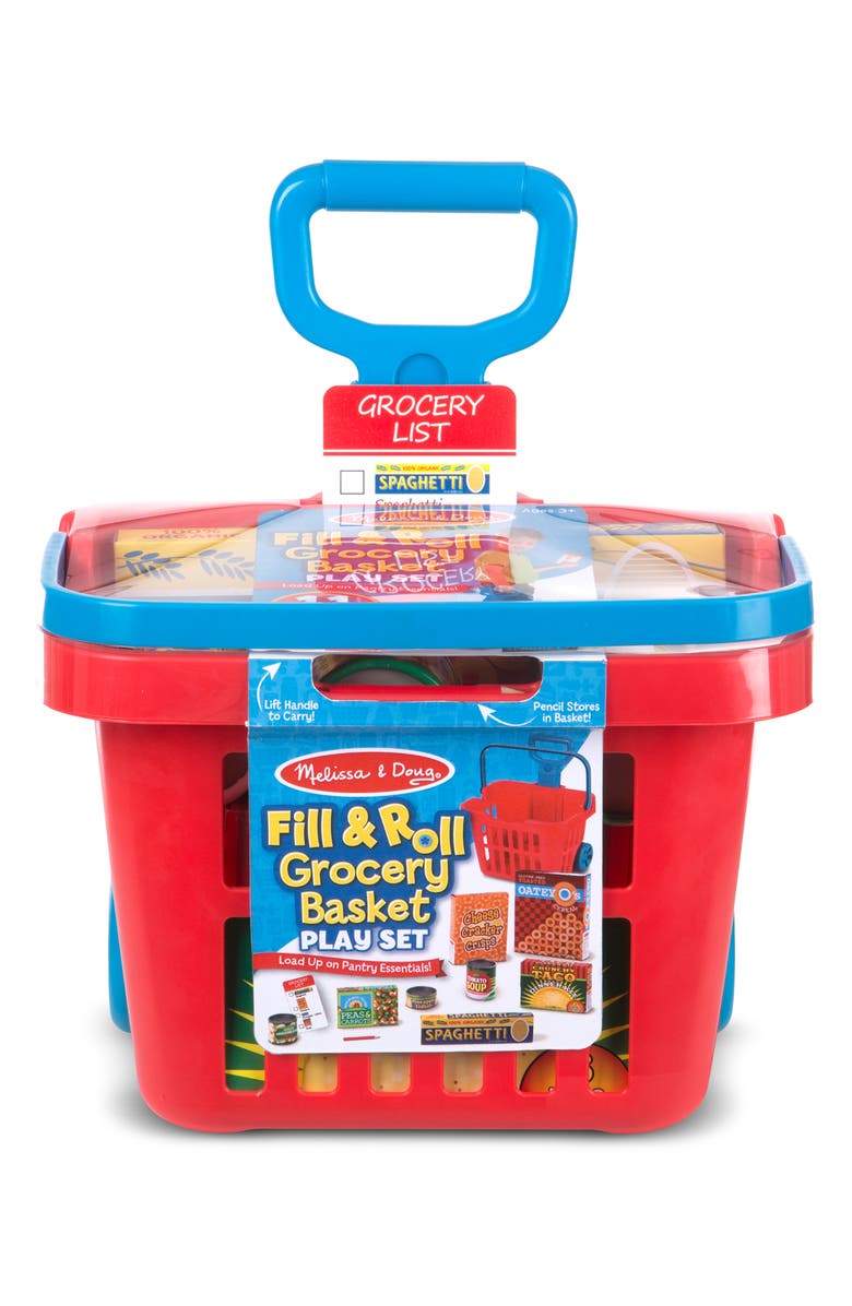 Melissa & Doug Fill & Roll Grocery Basket Playset, Main, color, 
