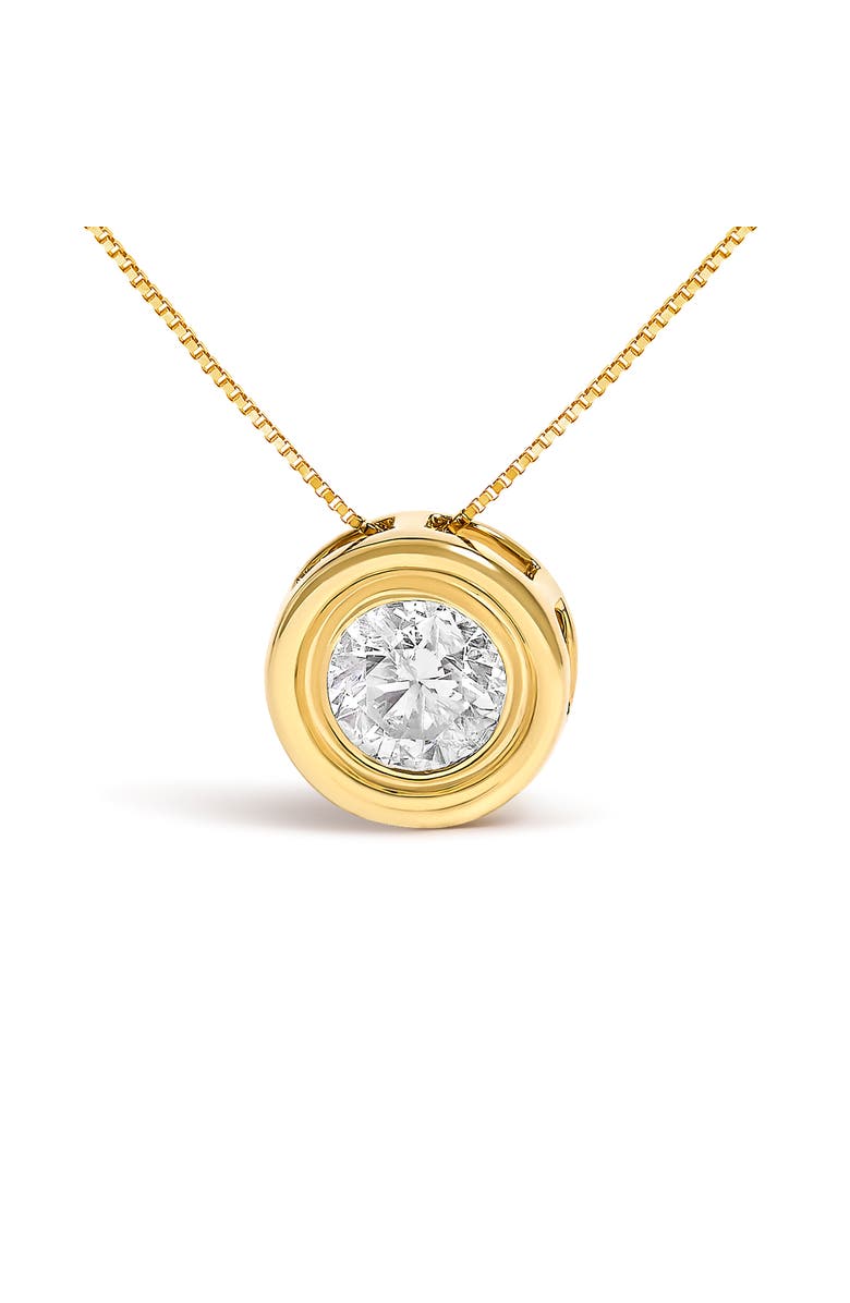 Haus of Brilliance 14K Yellow Gold 1 3/8 Cttw Bezel Set Round Diamond Solitaire Pendant Necklace, Alternate, color, Yellow