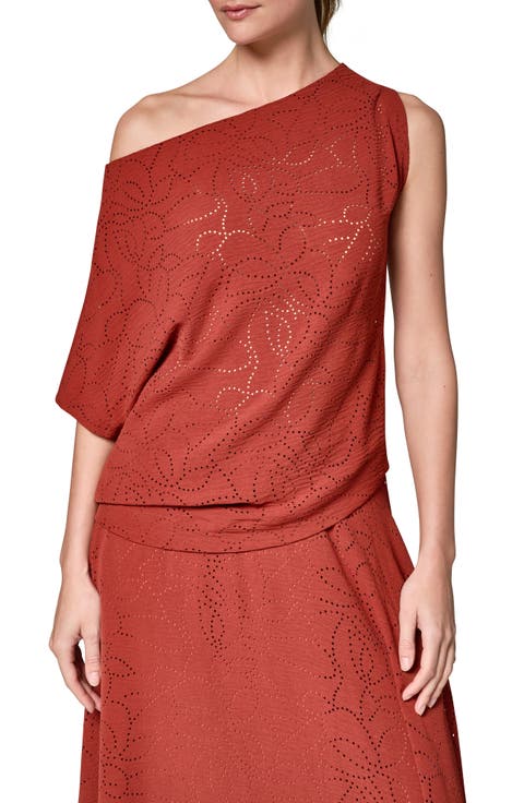 Laser Cut One-Shoulder Top