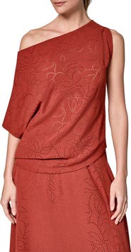 Donna Karan New York Laser Cut One-Shoulder Top