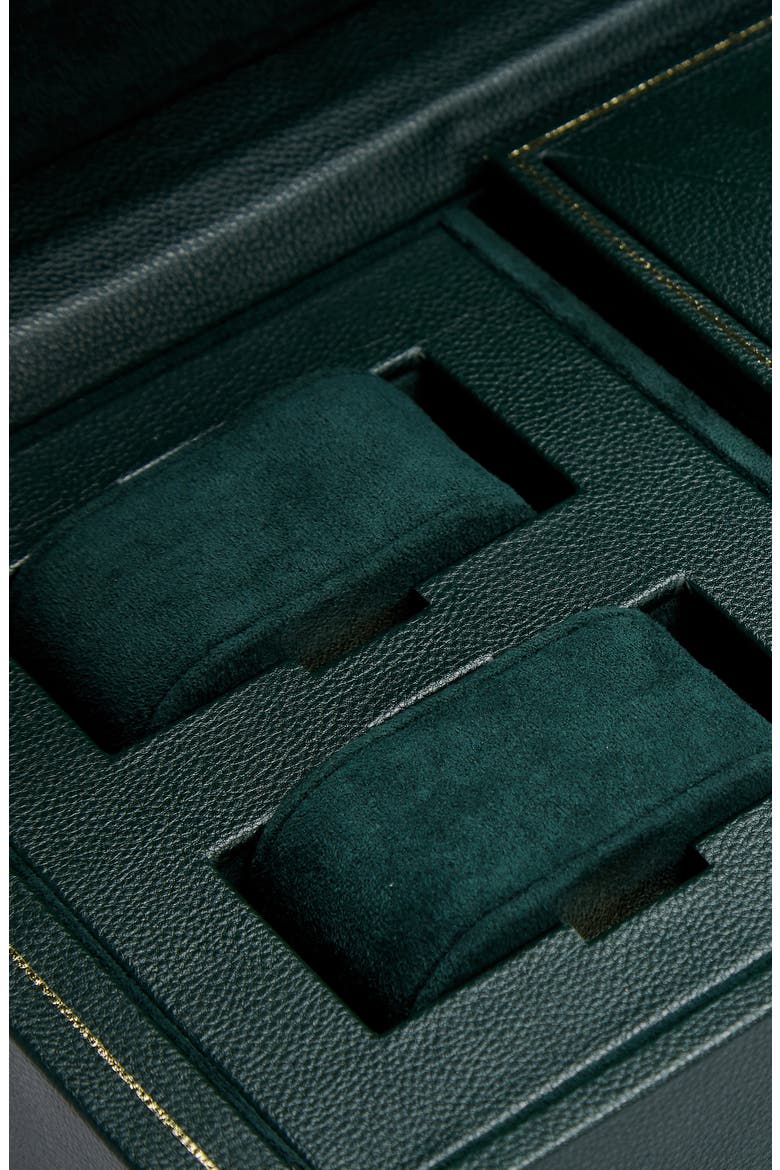 British Racing Triple Watch Winder with Storage, Alternate, color, GREEN