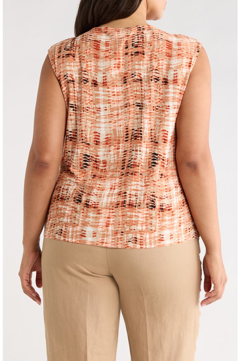 Abstract Print Keyhole Sleeveless Top, Alternate, color, MANDARIN MULTI