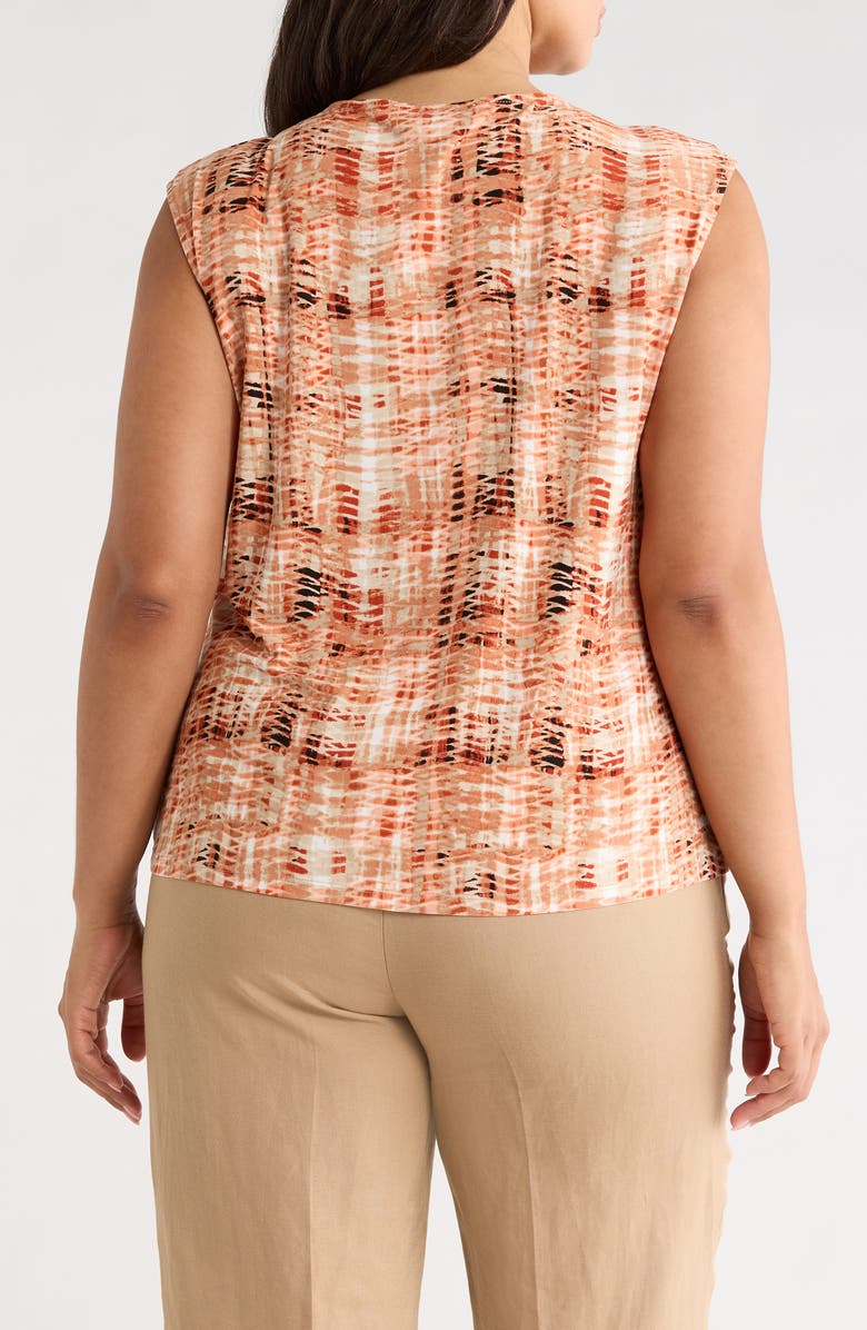 KASPER Abstract Print Keyhole Sleeveless Top, Alternate, color, Mandarin Multi