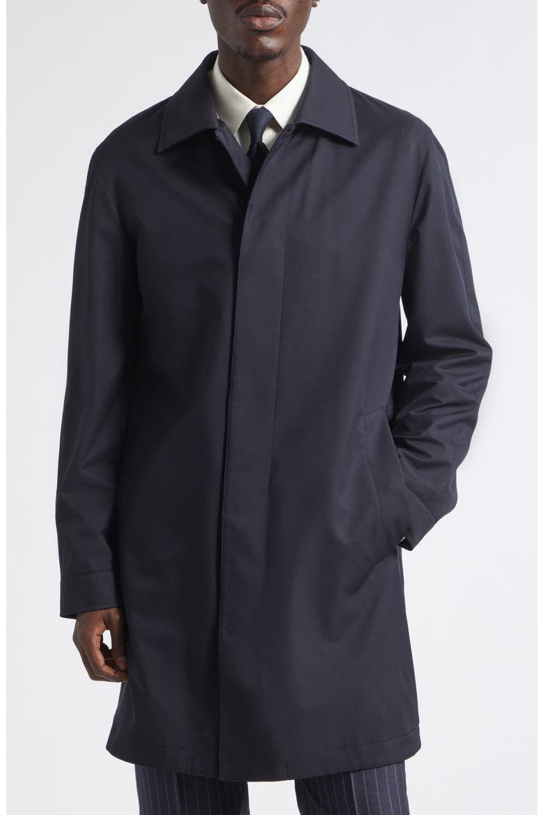 Water Repellent Microfiber Twill Raincoat, Main, color, NAVY BLUE