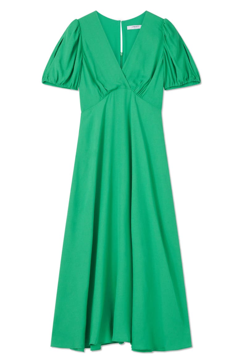 Hermia V-Neck Midi A-Line Dress, Alternate, color, GREEN