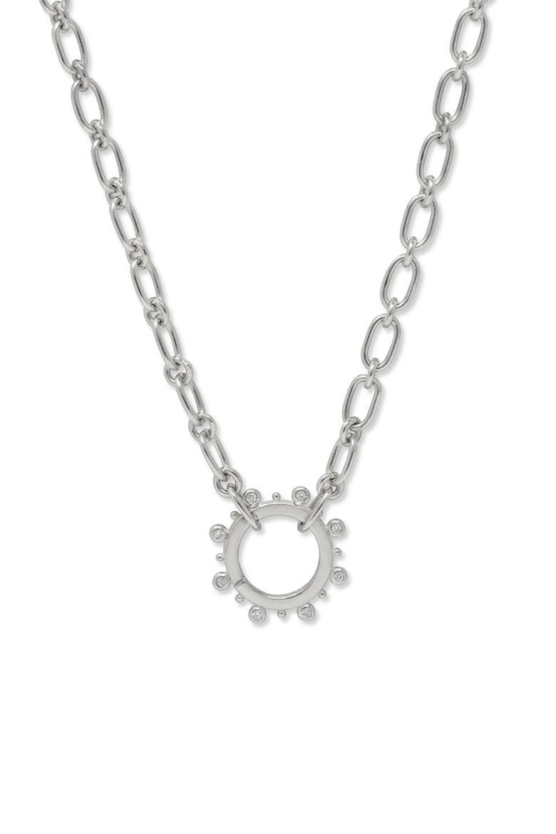 Dew Drop Marine Pavé Story Catcher Necklace, Main, color, SILVER