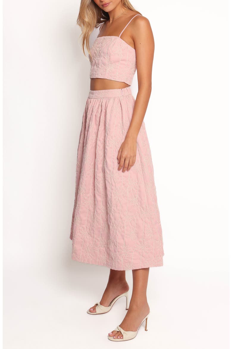Jazara Floral Embroidered Crop Camisole & Midi Skirt Set, Alternate, color, PINK