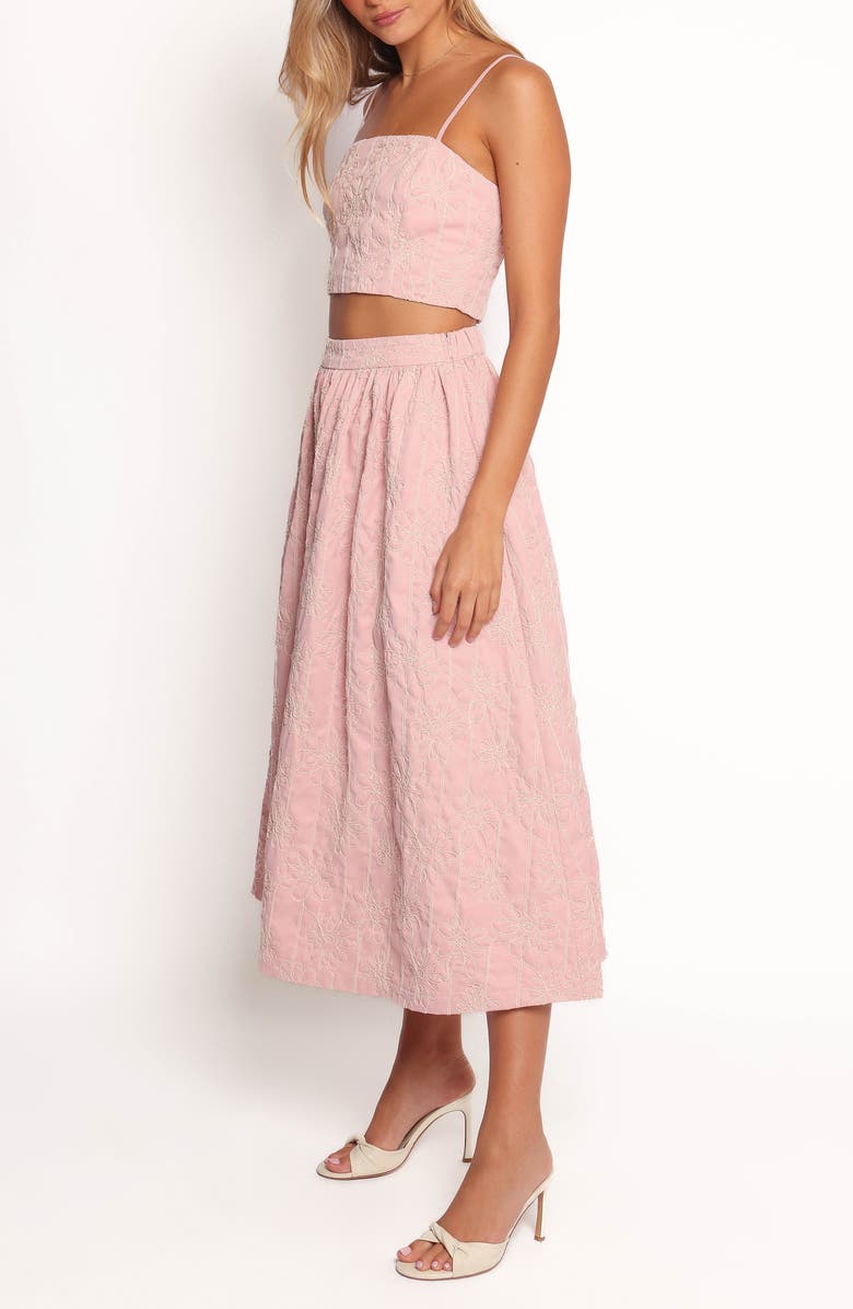 Petal & Pup Jazara Floral Embroidered Crop Camisole & Midi Skirt Set, Alternate, color,