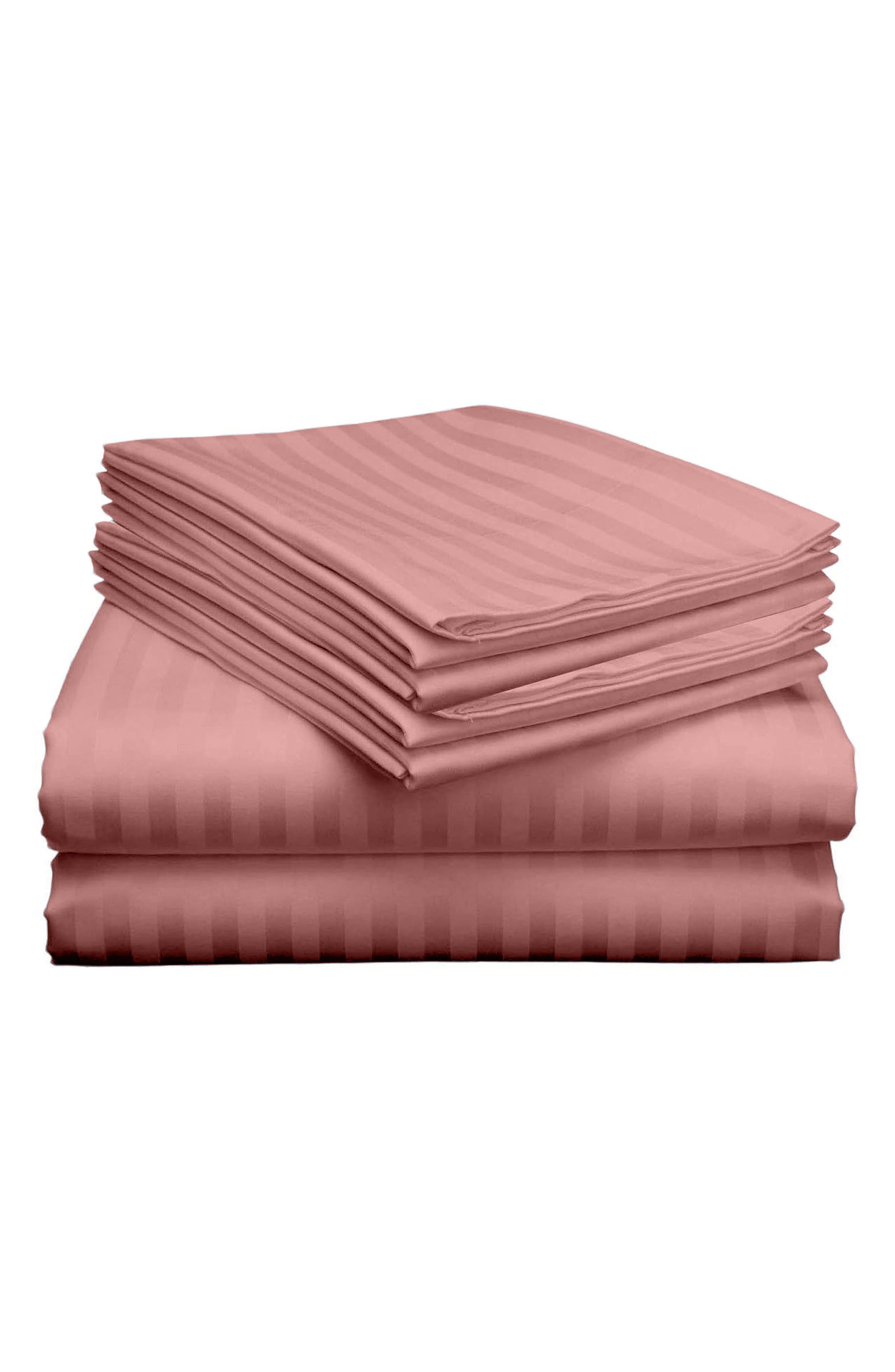 Luxury Home Dobby Stripe Sheet Set In Pink
