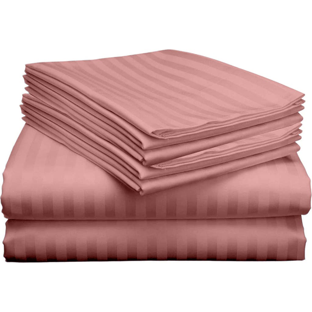 Luxury Home Dobby Stripe Sheet Set In Pink