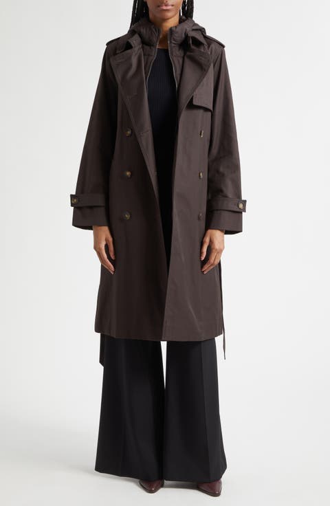 Azura Hooded Double Breasted Trench Coat