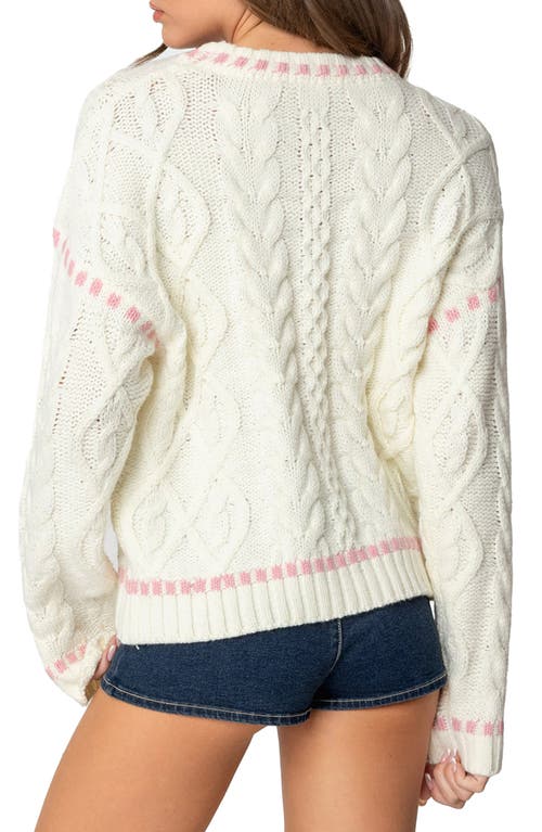 Edikted Eleni Cable Stitch Sweater In White