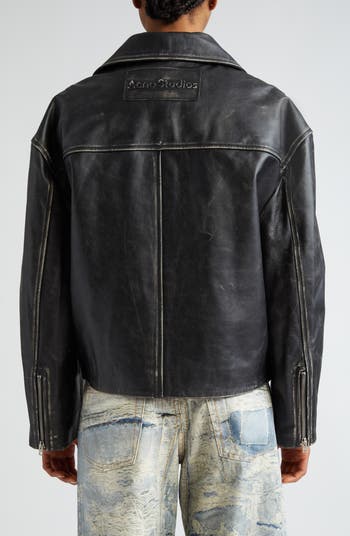 Acne Studios Lilket Distressed Leather Moto Jacket | Nordstrom