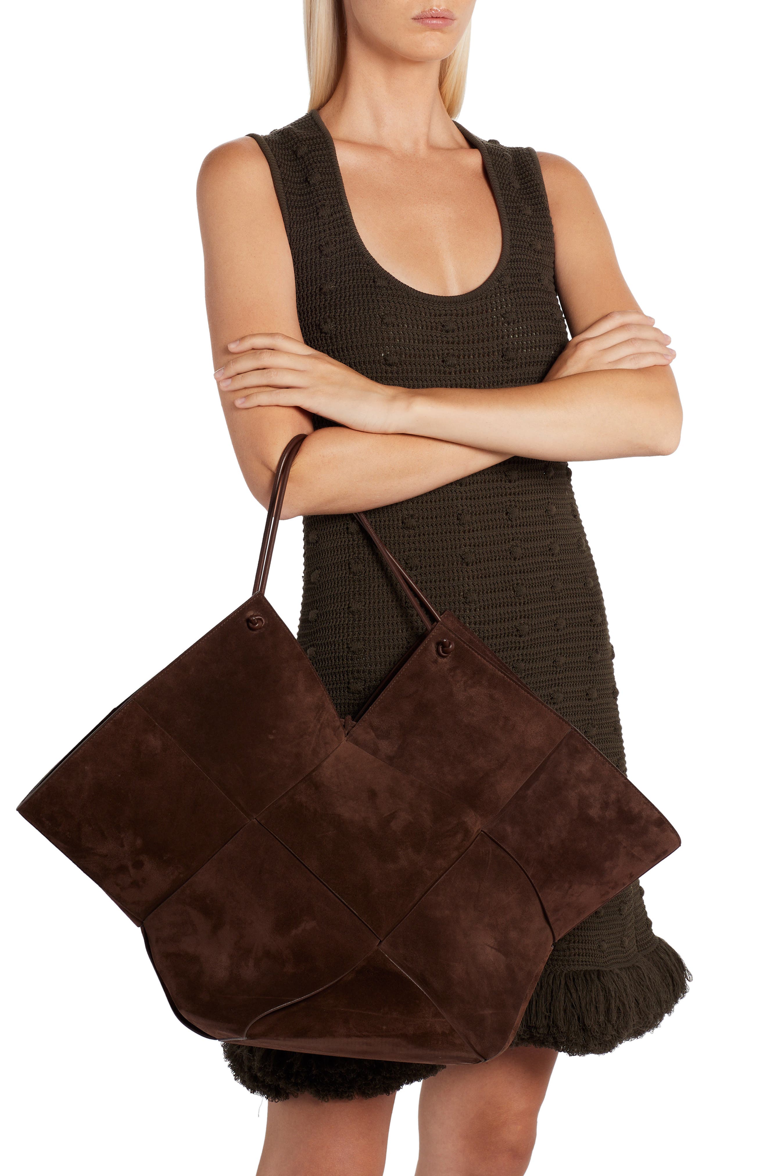 Bottega Veneta Large Suede Intreccio Tote, Alternate, color, 