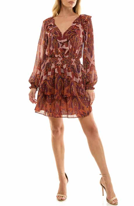 Socialite Floral Print Long Sleeve Minidress