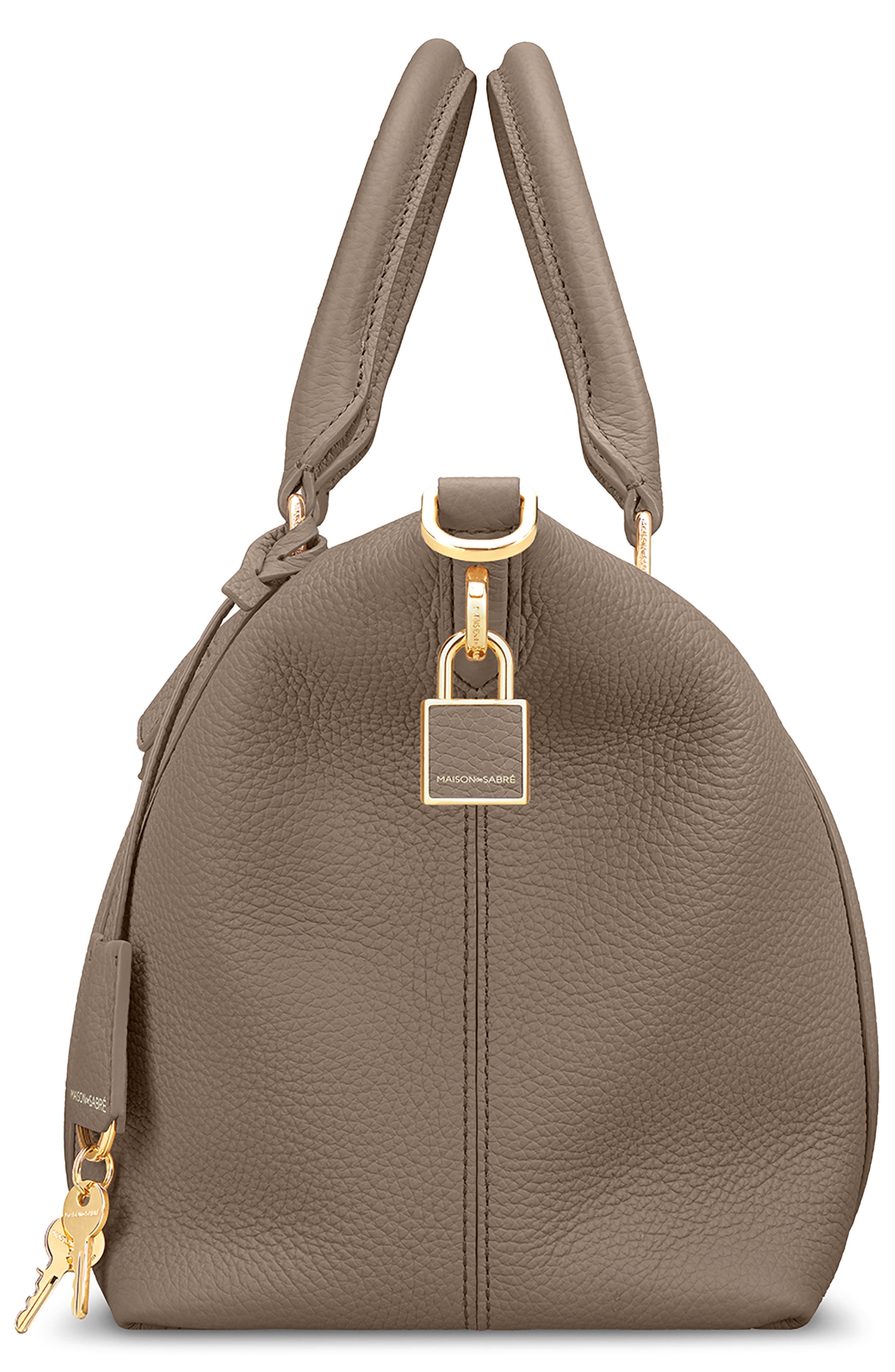 Small Leather Weekender, Alternate, color, Cashmere Clay