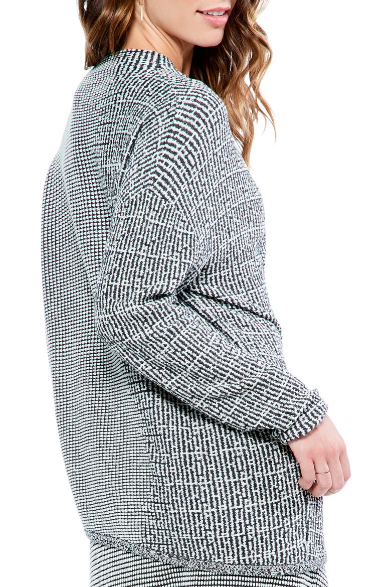 Pixel Cowl Neck Cotton Blend Sweater, Alternate, color, BLACK MULTI