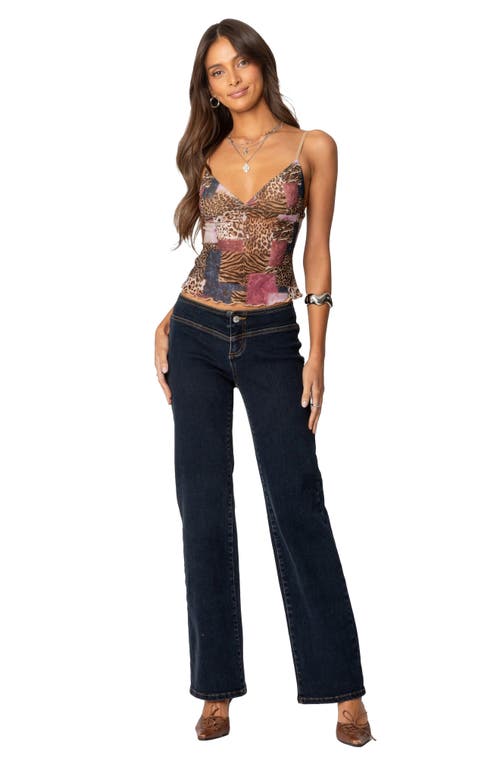 Shop Edikted Animal Print Mesh Camisole In Brown Mix