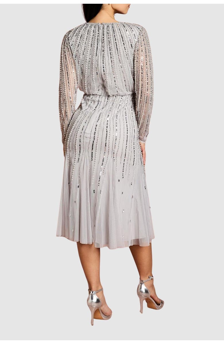 Coast Petite Party Sequin Midi Dress, Alternate, color, Grey Mist