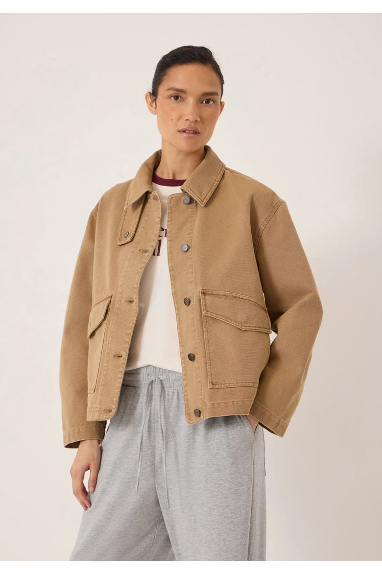 Elara Washed Funnel Neck Utility Jacket, Main, color, Stone Brown