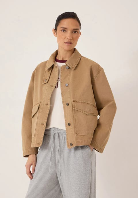 Elara Washed Funnel Neck Utility Jacket