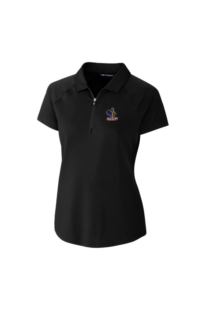 Women's Cutter & Buck Black Delaware Fightin' Blue Hens Forge Stretch Polo, Alternate, color, Black