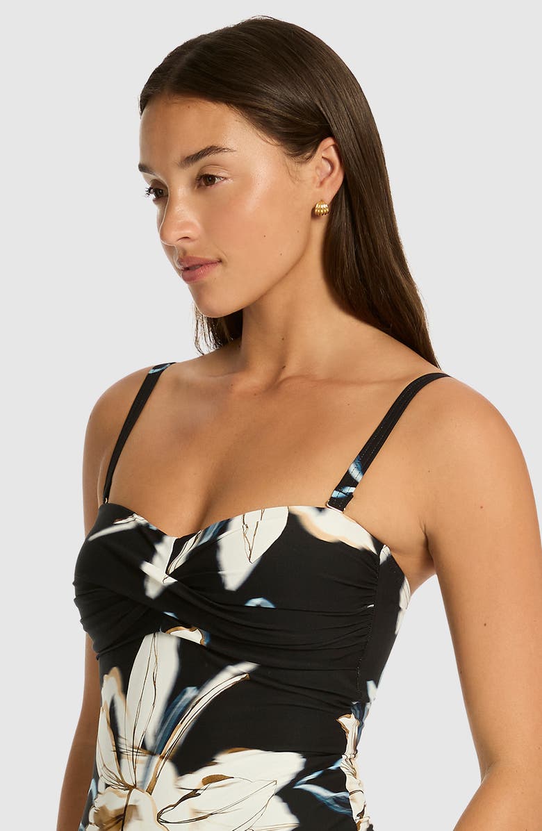 Sea Level La Luna Twist Front One-Piece Swimsuit, Alternate, color, Black